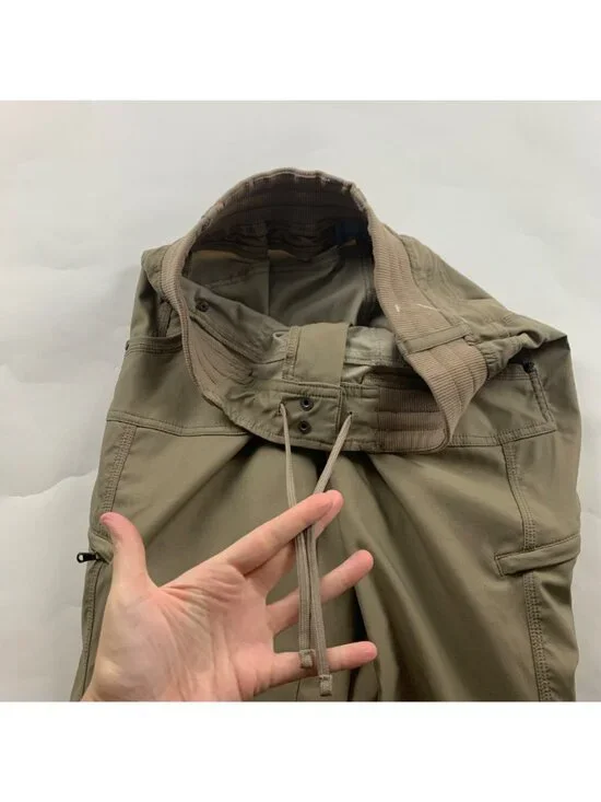 LONG Athleta Khaki Stretch Nylon Canvas Adjustable Straight Leg Adventure Pant 2 - Picture 4 of 9